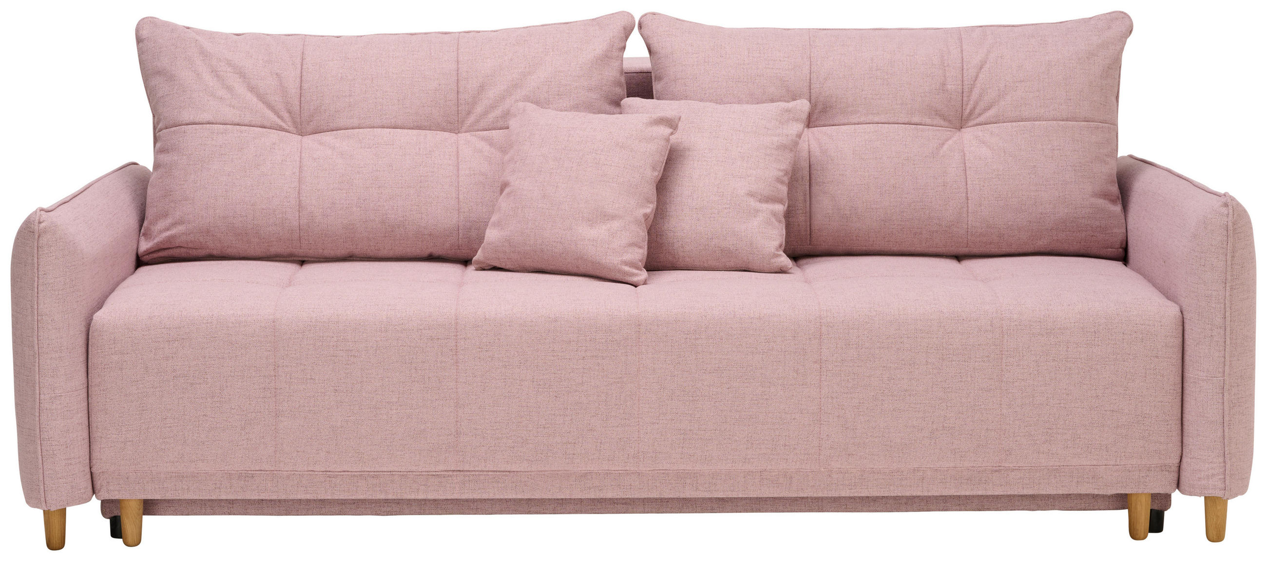 SCHLAFSOFA Webstoff Rosa  - Eichefarben/Rosa, Design, Holz/Textil (227/98/113cm) - Carryhome