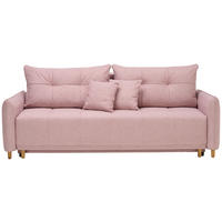 SCHLAFSOFA Webstoff Rosa  - Eichefarben/Rosa, Design, Holz/Textil (227/98/113cm) - Carryhome