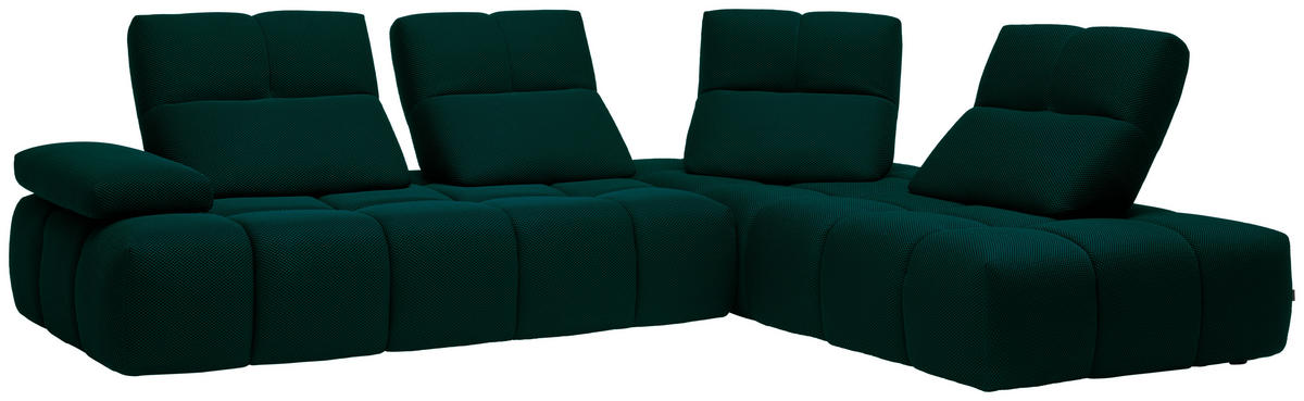 ECKSOFA in Struktur Petrol  - Petrol/Schwarz, Design, Kunststoff/Textil (313/233cm) - Emilio Belluti