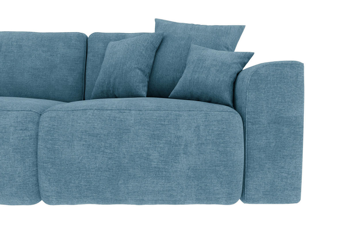 ECKSOFA in Samt Blau  195/293 cm  - Chromfarben/Blau, KONVENTIONELL, Kunststoff/Textil (195/293cm) - Carryhome
