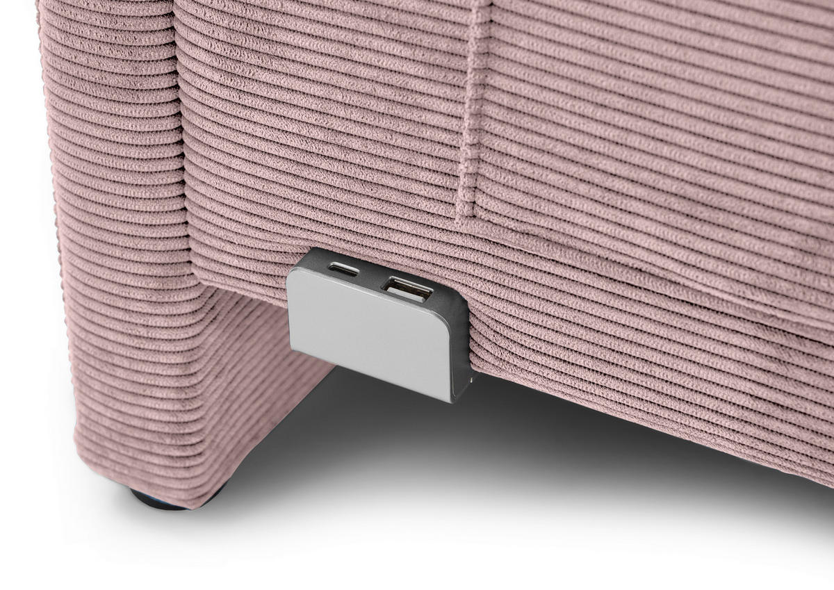 POLSTERLIEGE Cord Rosa  - Eichefarben/Rosa, KONVENTIONELL, Holz/Textil (140/200cm) - Stylife