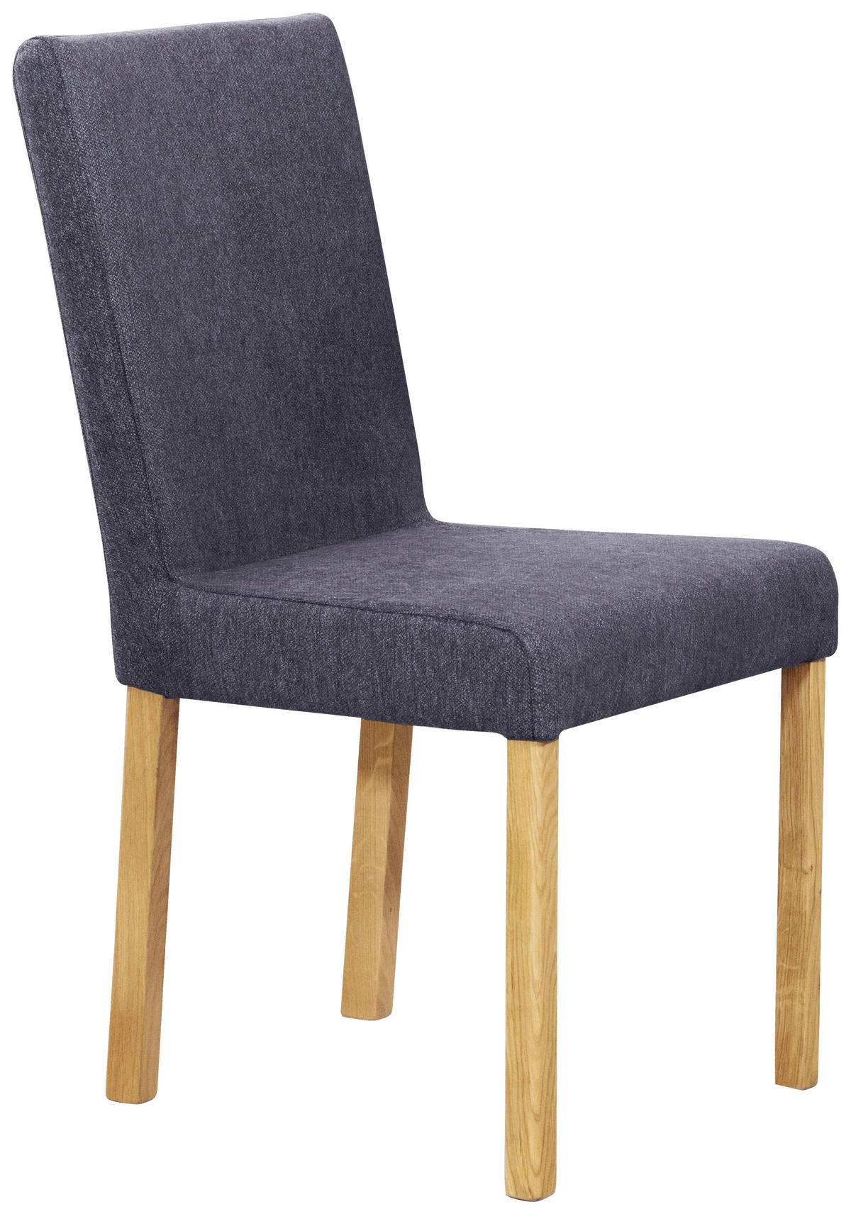 STUHL Webstoff Blau, Eichefarben Eiche vollmassiv  - Blau/Eichefarben, KONVENTIONELL, Holz/Textil (47/94/59cm) - Linea Natura