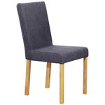 STUHL Webstoff Blau, Eichefarben Eiche vollmassiv  - Blau/Eichefarben, KONVENTIONELL, Holz/Textil (47/94/59cm) - Linea Natura