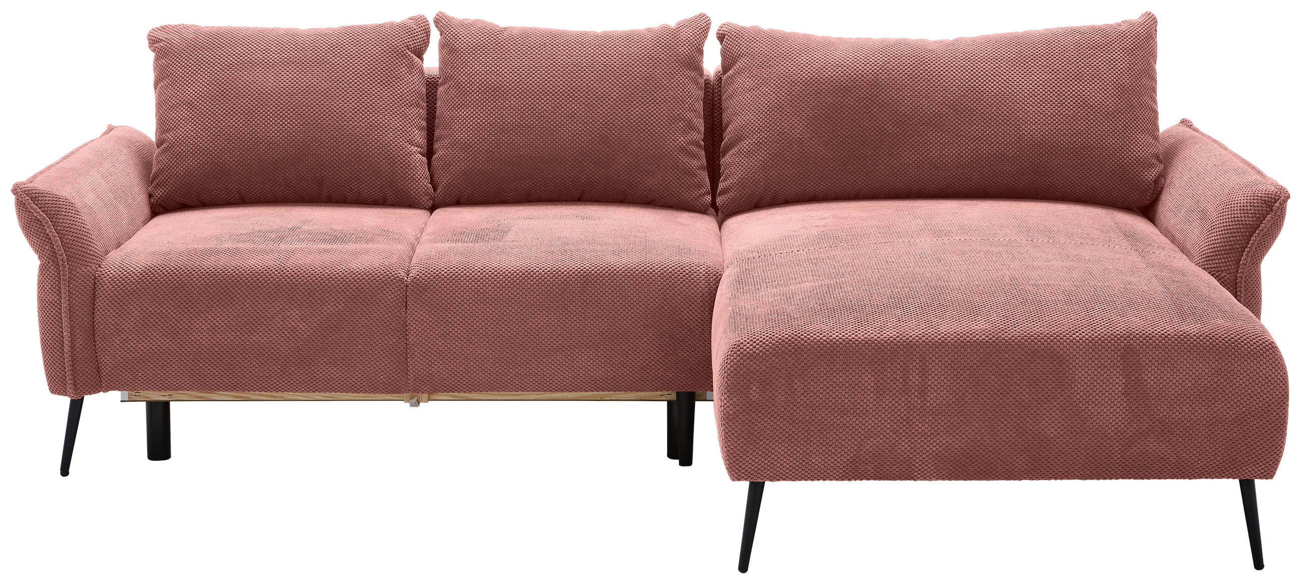 ECKSOFA in Chenille Altrosa  255/164 cm  - Schwarz/Altrosa, KONVENTIONELL, Textil/Metall (255/164cm) - Carryhome