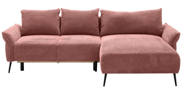 ECKSOFA Altrosa Chenille - Schwarz/Altrosa, KONVENTIONELL, Textil/Metall (255/164cm) - Carryhome