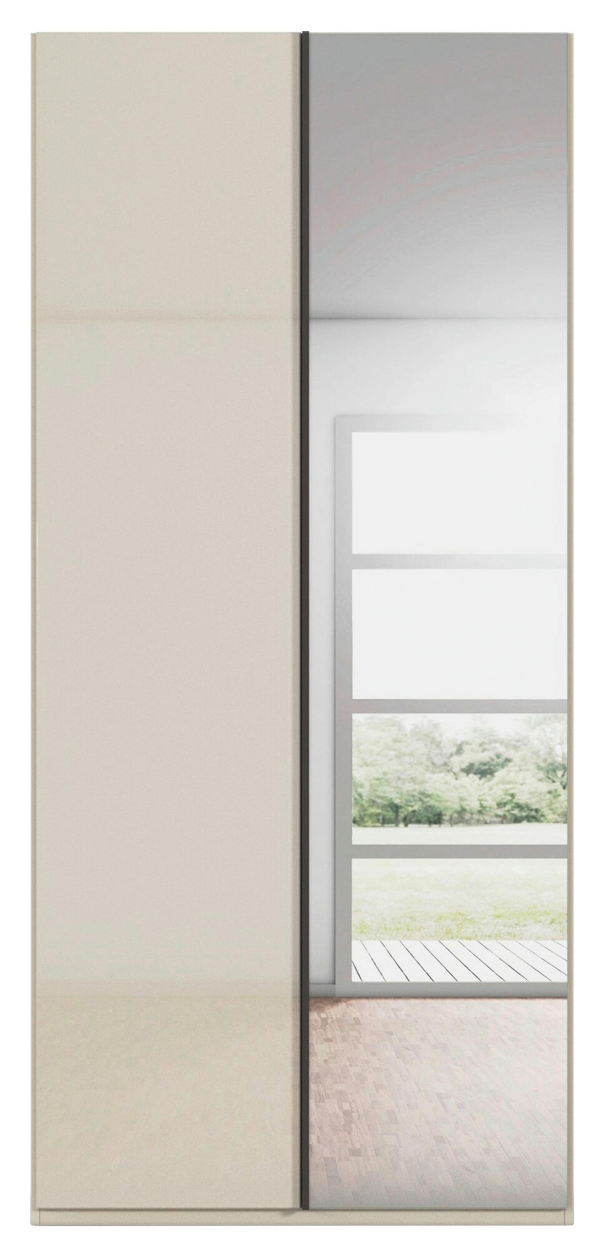 DREHTÜRENSCHRANK 101/223/61 cm,  in Champagner, 2-türig  - Champagner/Graphitfarben, Basics, Glas/Holzwerkstoff (101/223/61cm) - Novel