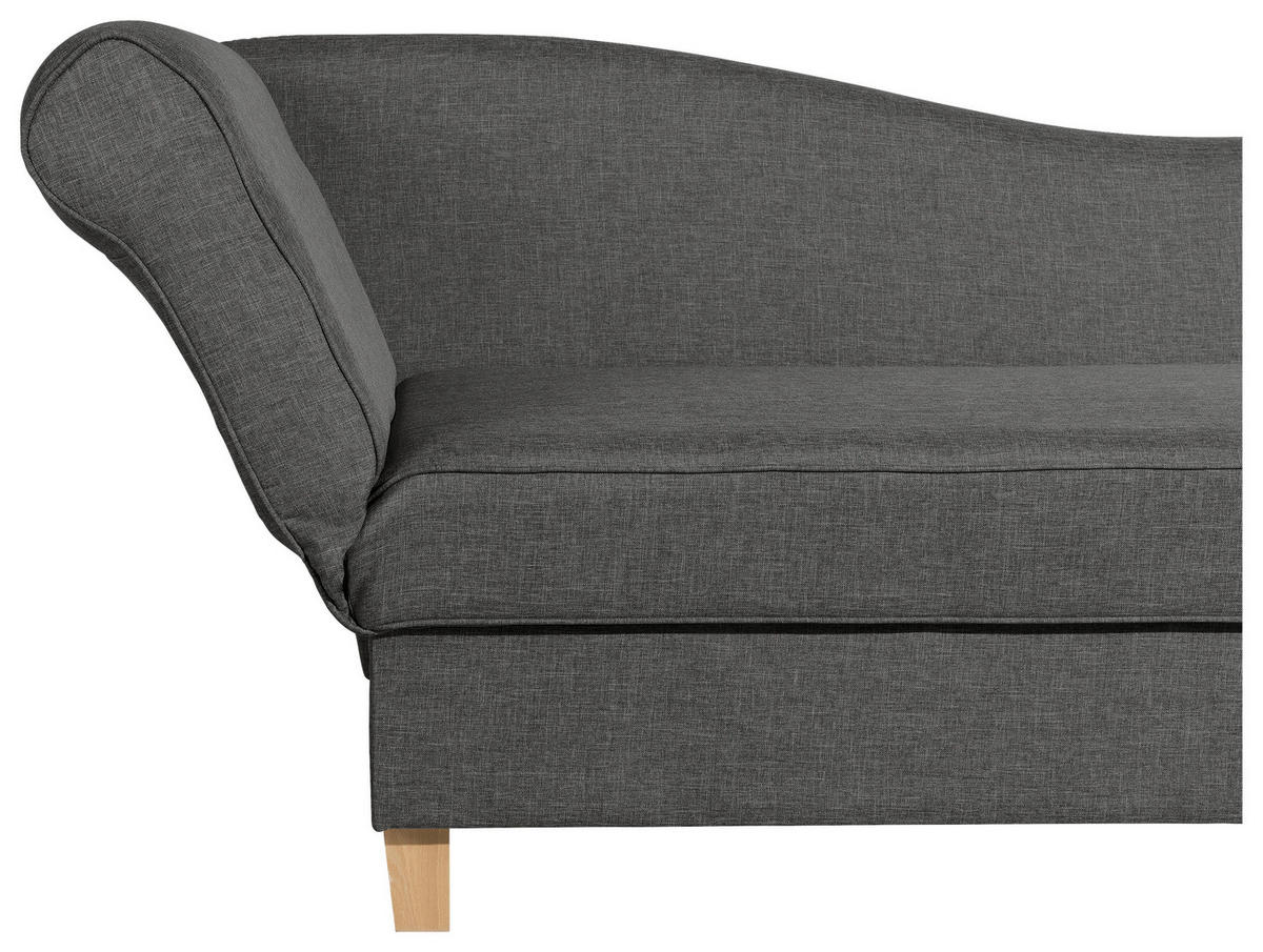 RÉCAMIERE in Flachgewebe Anthrazit  - Anthrazit/Buchefarben, Design, Holz/Textil (190/82/88cm) - Max Winzer