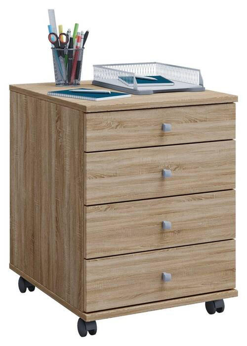 ROLLCONTAINER Sonoma Eiche  - Silberfarben/Sonoma Eiche, Basics, Holzwerkstoff/Kunststoff (42/57/50cm) - MID.YOU