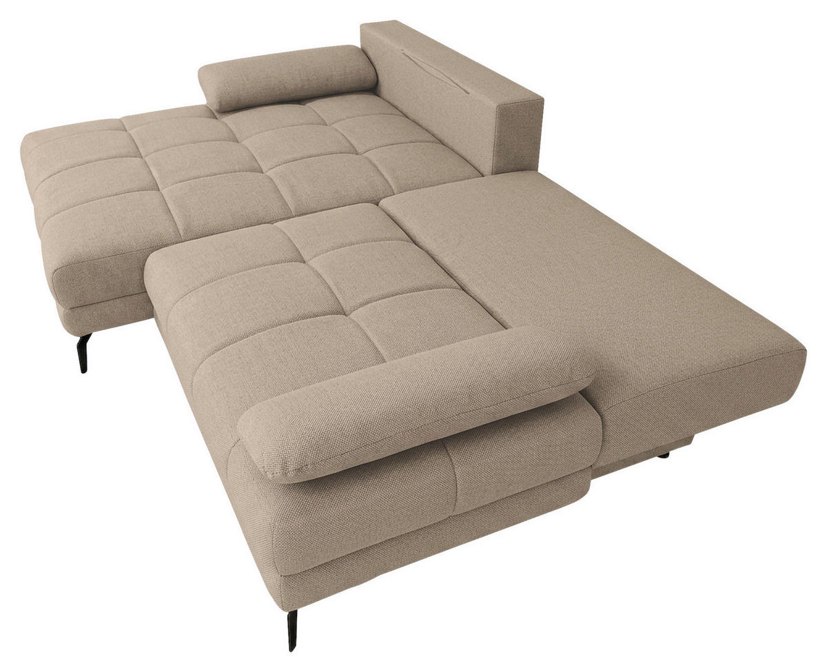 ECKSOFA Struktur Beige  - Beige/Schwarz, Modern, Textil/Metall (181/263cm) - Carryhome