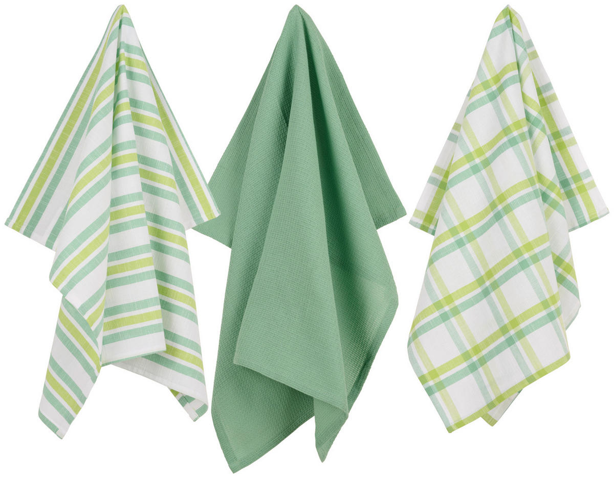 GESCHIRRTUCH-SET 3-teilig Grün  - Grün, Design, Textil (50/70cm) - Esposa