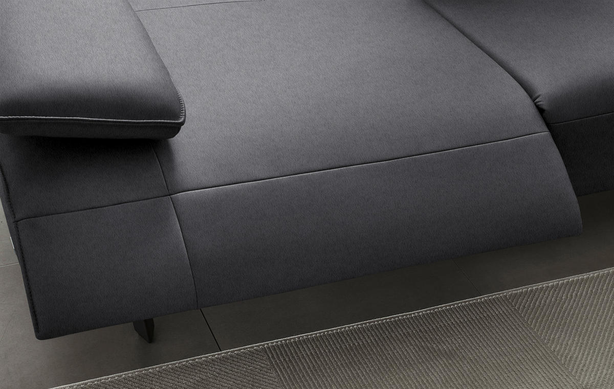 ECKSOFA Echtleder Dunkelgrau  - Dunkelgrau/Anthrazit, Design, Leder/Metall (290/230cm) - Johann Jakob