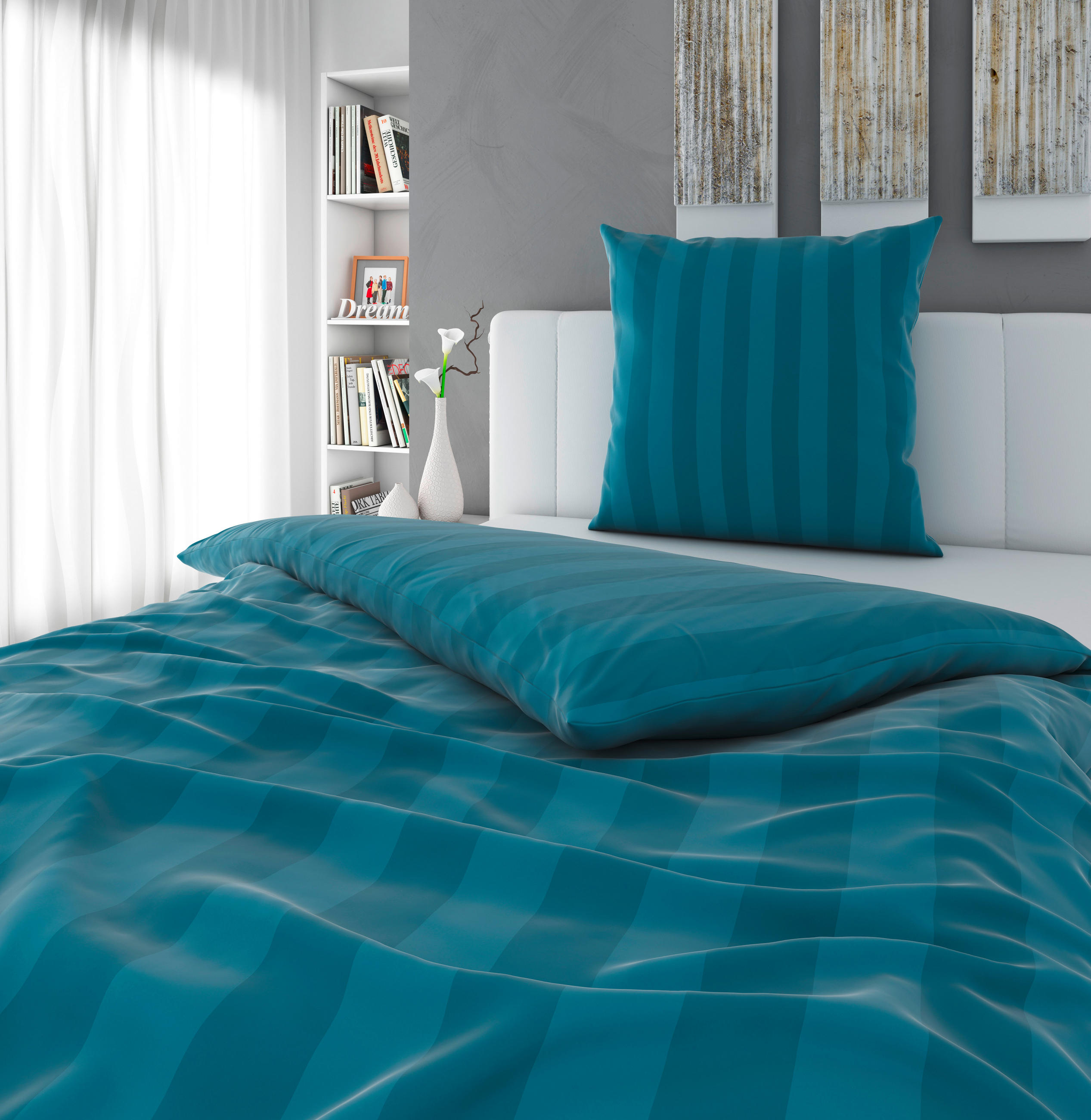 BETTWÄSCHE Dobby Satin 135/200 cm  - Blau, KONVENTIONELL, Textil (135/200cm) - Novel
