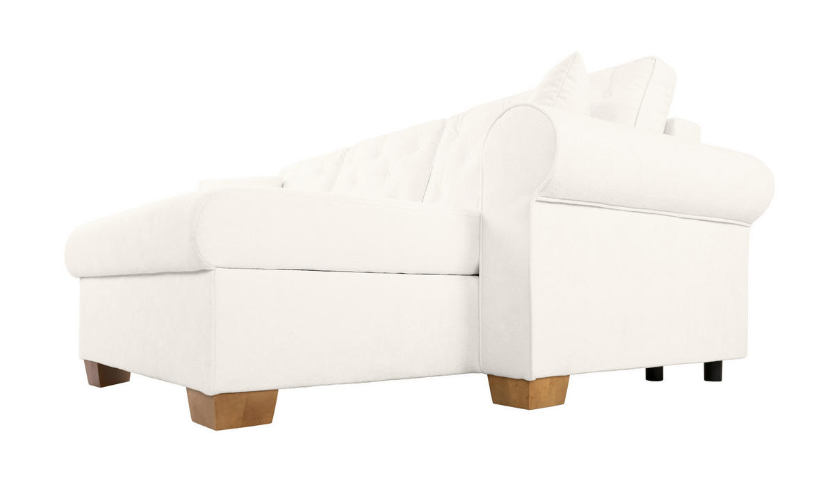 ECKSOFA in Creme  - Buchefarben/Creme, Design, Holz/Textil (266/161cm) - MID.YOU