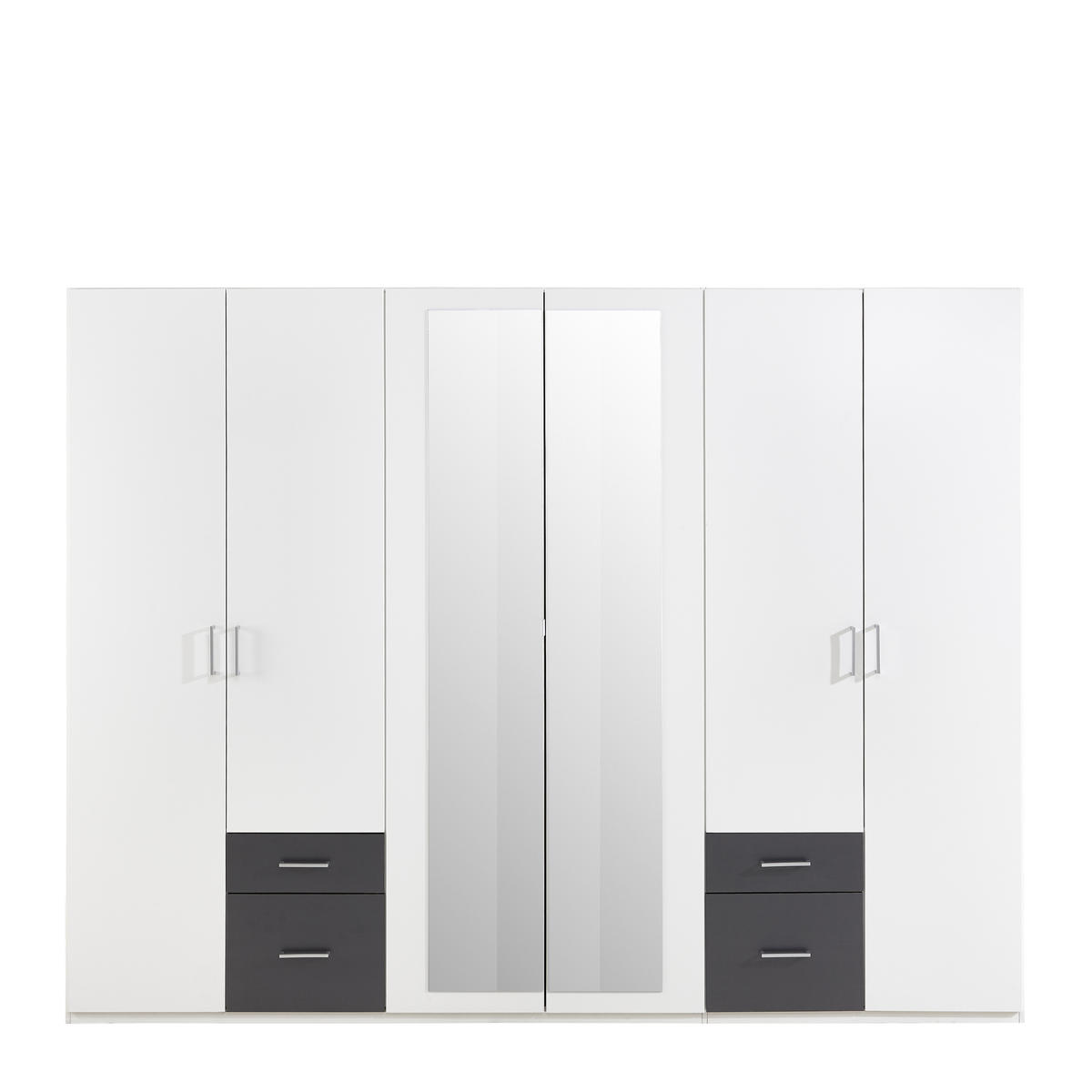 DREHTÜRENSCHRANK 270/210/58 cm 6-türig  - Silberfarben/Graphitfarben, Design, Glas/Holzwerkstoff (270/210/58cm) - MID.YOU