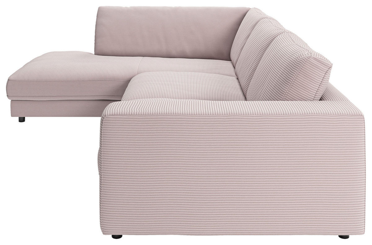 ECKSOFA in Cord Rosa  - Schwarz/Rosa, Design, Kunststoff/Textil (224/325cm) - Pure Home Lifestyle