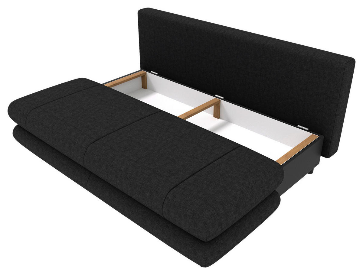 SCHLAFSOFA  mit Liegefunktion, Rücken echt Mikrofaser Anthrazit  - Anthrazit/Schwarz, KONVENTIONELL, Kunststoff/Textil (212/93/90cm) - Carryhome