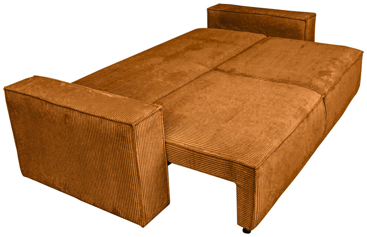 SCHLAFSOFA  mit Liegefunktion, Schlafen auf Sitzhöhe, Rücken echt Cord Kupferfarben  - Schwarz/Kupferfarben, KONVENTIONELL, Kunststoff/Textil (240/89/100cm) - Carryhome