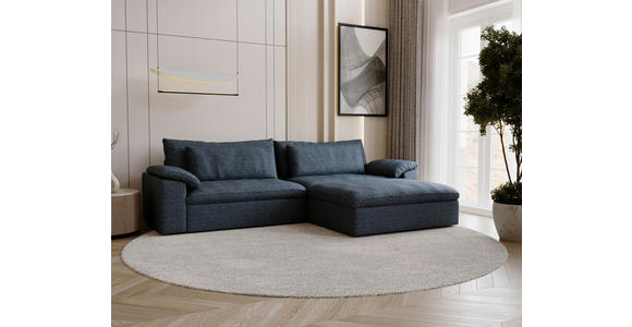 ECKSOFA  in Webstoff Blau  306/198 cm  - Blau/Schwarz, MODERN, Kunststoff/Textil (306/198cm) - Carryhome