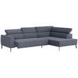 ECKSOFA Graublau Feincord  - Graublau/Schwarz, Design, Textil/Metall (280/205cm) - Xora