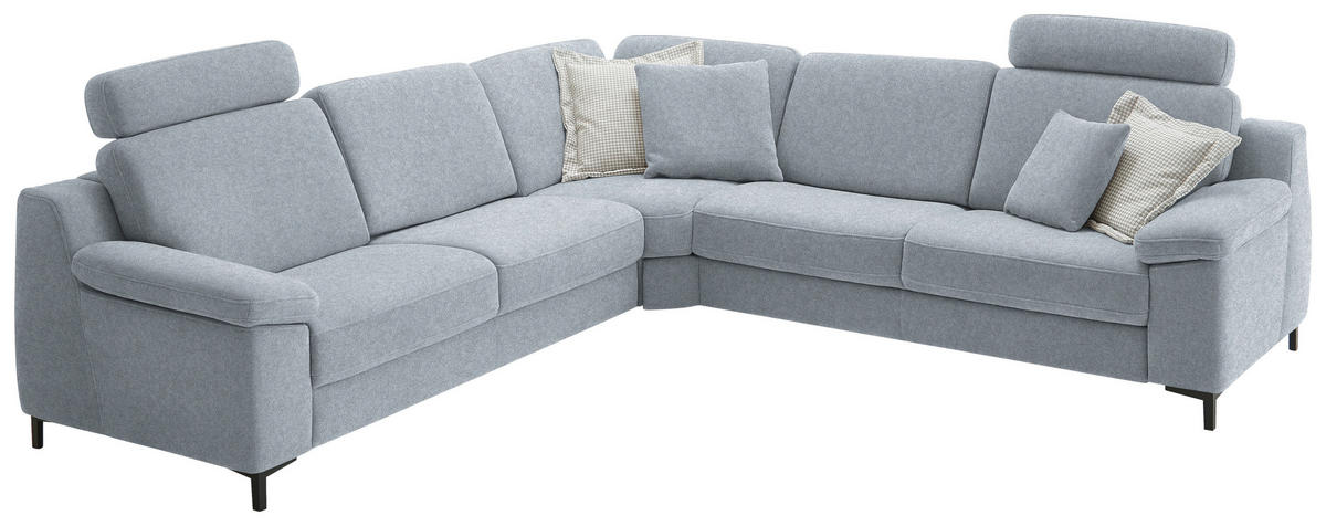 ECKSOFA in Chenille Grau  278/278 cm  - Schwarz/Grau, Design, Textil/Metall (278/278cm) - Valdera