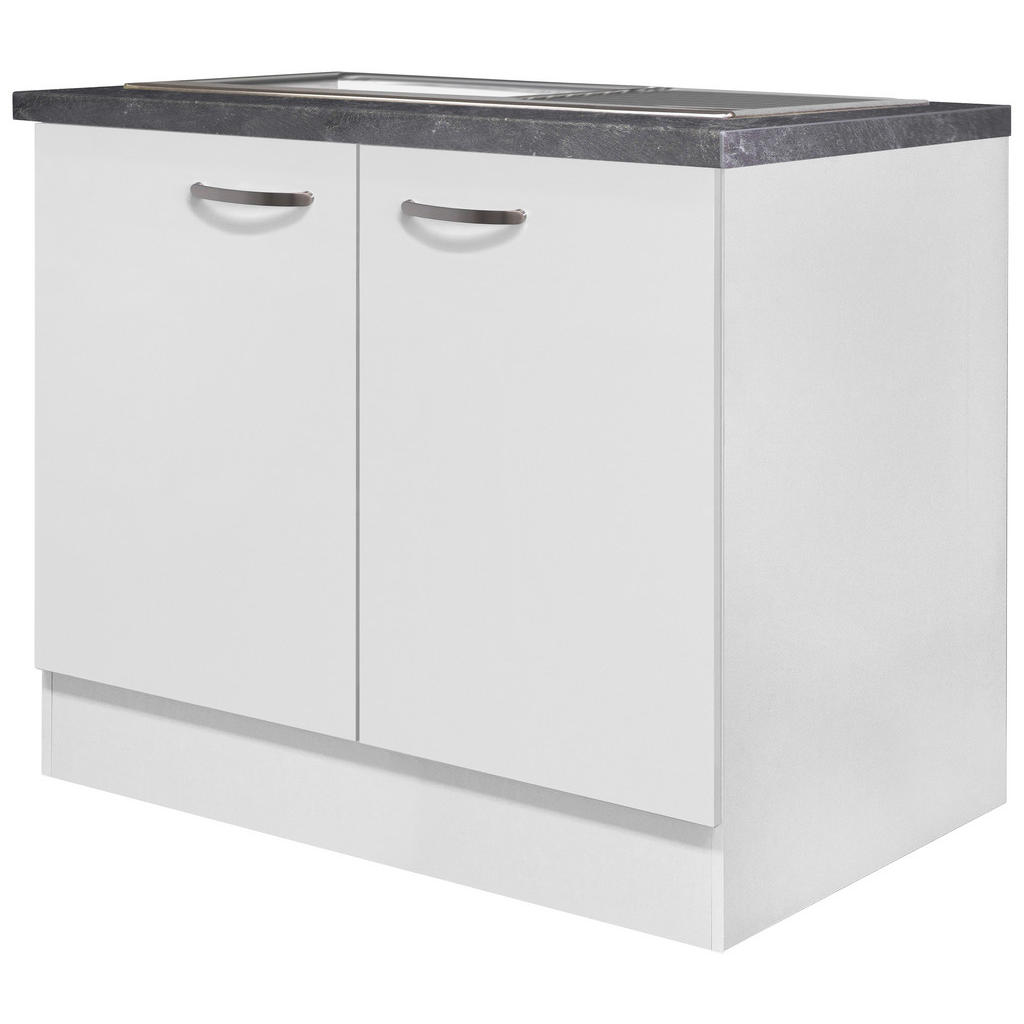 Spülenschrank Mit Spüle Alba B: 100 cm Weiß/Schiefer