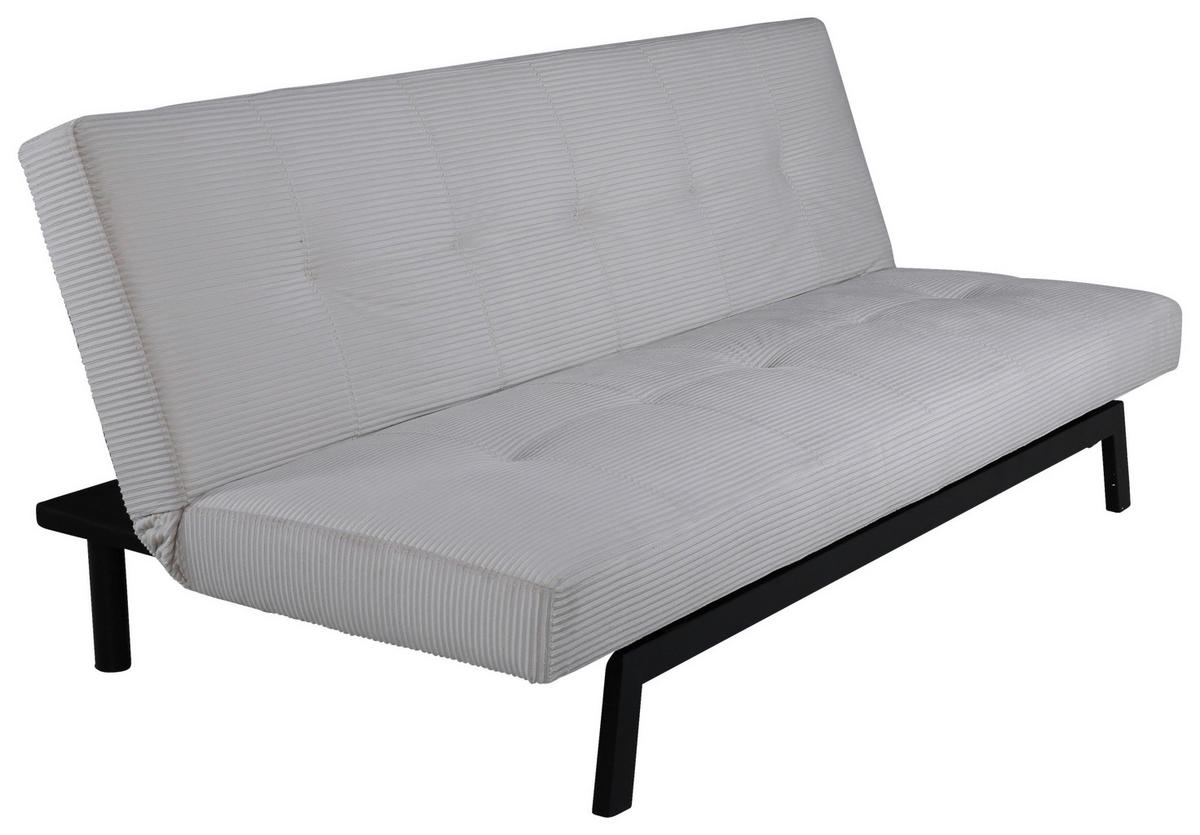 SCHLAFSOFA in Cord Schwarz, Beige  - Beige/Schwarz, Design, Textil/Metall (180/80/55cm) - Livetastic