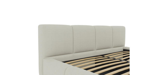 POLSTERBETT 180/200 cm,  in Beige, Lattenrost, Bettkasten,  - Beige/Schwarz, Design, Holz/Textil (180/200cm) - Xora