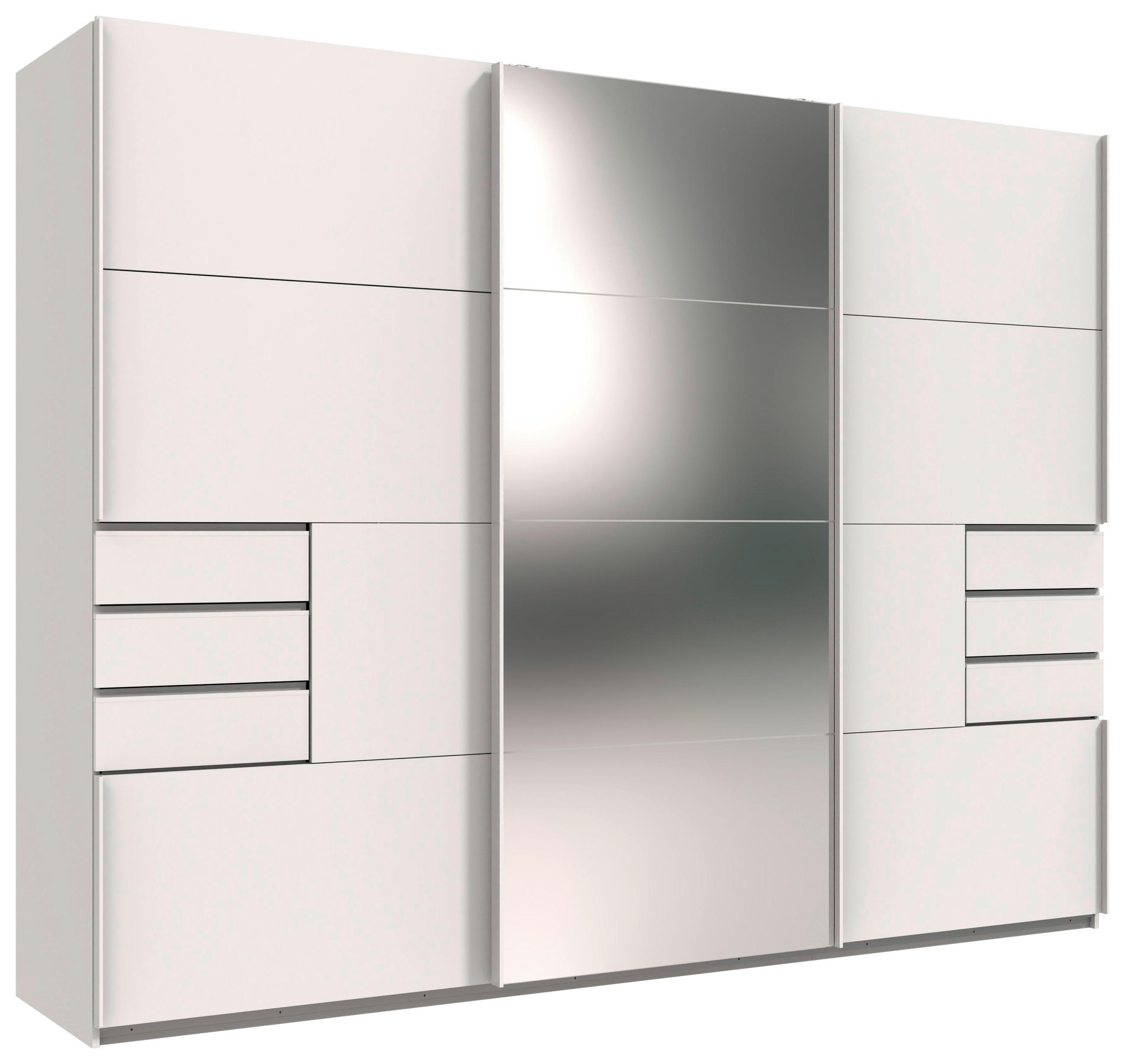 SCHWEBETÜRENSCHRANK 270/210/64 cm 3-türig Weiß, Klar  - Klar/Weiß, KONVENTIONELL, Glas/Holzwerkstoff (270/210/64cm) - MID.YOU