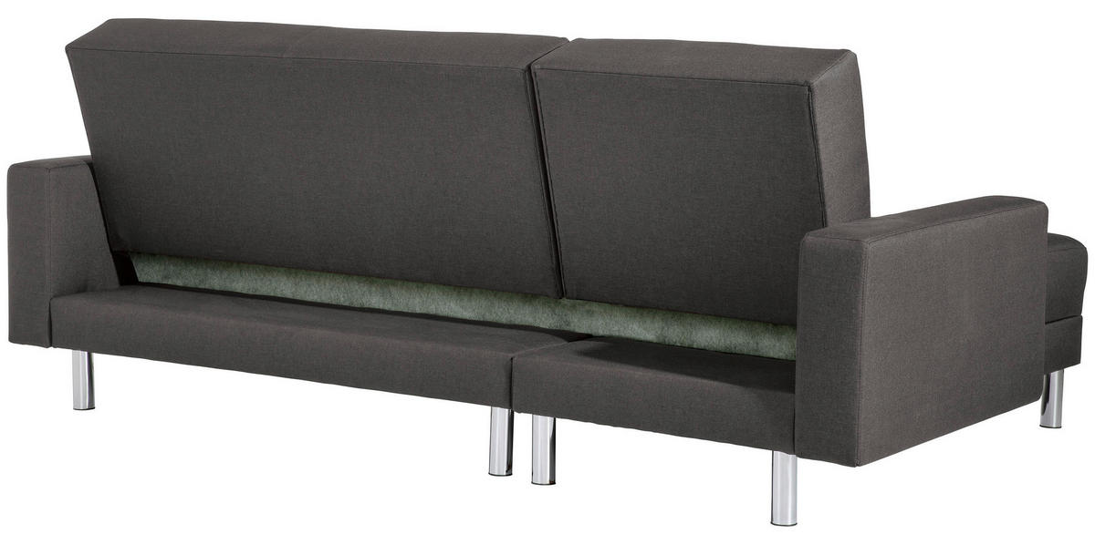 ECKSCHLAFSOFA inkl. Hocker in Anthrazit Textil   - Chromfarben/Anthrazit, Konventionell, Textil/Metall (152/230cm) - Max Winzer