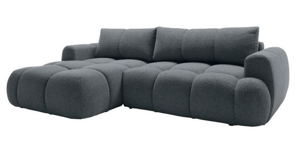 ECKSOFA Graphitfarben Struktur  inkl. Rückenkissen, Bettkasten, Schlaffunktion, Rücken echt, Liegefläche im Originalstoff  - Schwarz/Graphitfarben, KONVENTIONELL, Kunststoff/Textil (172/272cm) - Carryhome