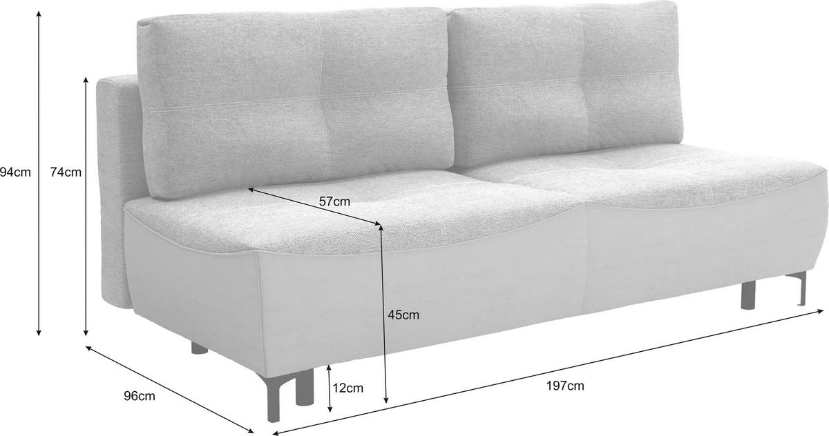 SCHLAFSOFA Struktur Rostfarben  - Rostfarben/Schwarz, Design, Textil/Metall (197/94/96cm) - MID.YOU
