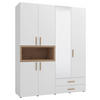 KLEIDERSCHRANK Weiss, Eiche Artisan  - Weiss/Beigebraun, Modern, Glas/Holzwerkstoff (179/226,5/56,5cm) - MID.YOU