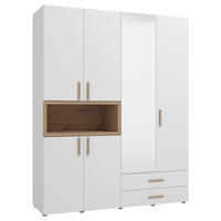 KLEIDERSCHRANK  in Weiß, Eiche Artisan  - Beigebraun/Weiß, MODERN, Glas/Holzwerkstoff (179/226,5/56,5cm) - MID.YOU