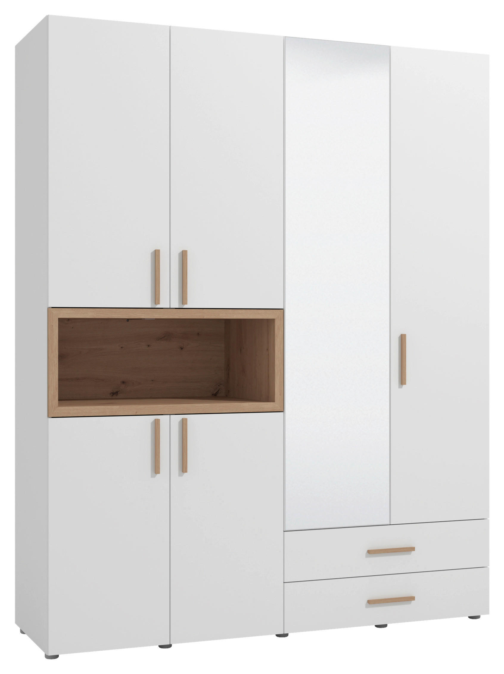 Mid.you Kleiderschrank Weiß, Eiche Artisan 179x226.5x56.5 cm