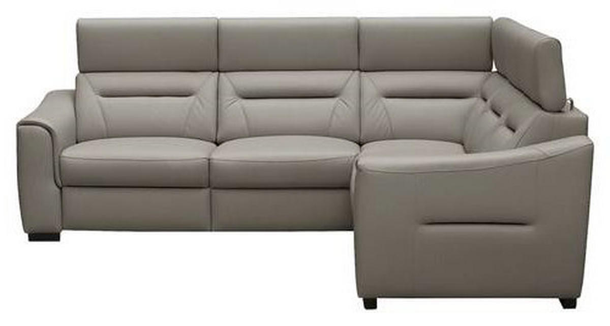 ECKSOFA Schlammfarben Echtleder Lederlook Schlaffunktion, Rücken echt, Relaxfunktion, Kopfteilverstellung  - Wengefarben/Schlammfarben, Design, Leder/Holz (260/260cm) - Celina Home
