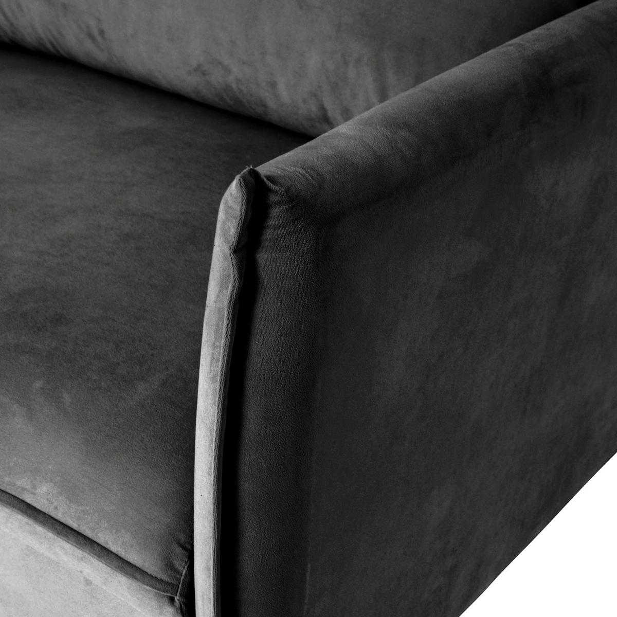 3-SITZER-SOFA Samt Schwarz  - Schwarz, Design, Holz/Textil (203/86/100cm) - P & B