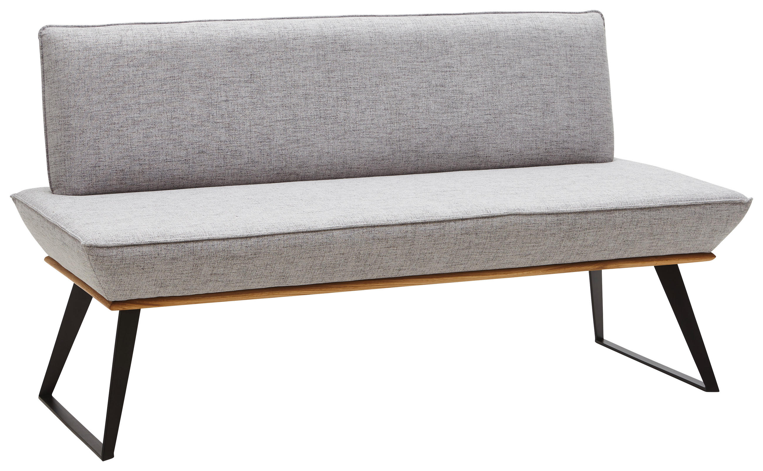 SITZBANK 140/87/64 cm Webstoff Schwarz, Eichefarben, Hellgrau Eiche massiv  - Eichefarben/Hellgrau, Design, Holz/Textil (140/87/64cm) - Voleo
