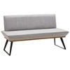 SITZBANK 140/87/64 cm Webstoff Schwarz, Eichefarben, Hellgrau Eiche massiv  - Eichefarben/Hellgrau, Design, Holz/Textil (140/87/64cm) - Voleo