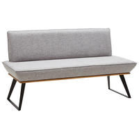 SITZBANK 180/87/64 cm Webstoff Schwarz, Eichefarben, Hellgrau Eiche massiv Metall  - Eichefarben/Hellgrau, Design, Holz/Textil (180/87/64cm) - Voleo