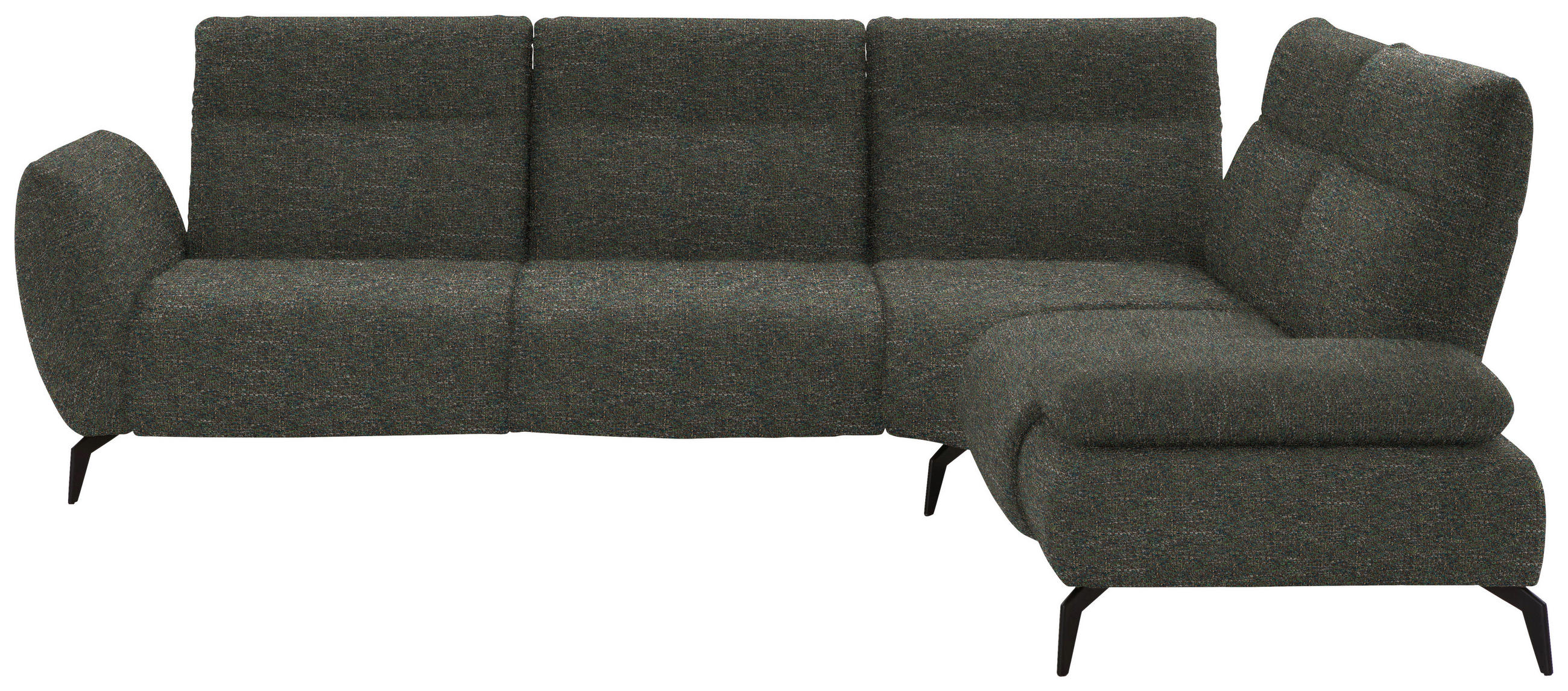ECKSOFA in Webstoff Khaki  - Khaki/Schwarz, Design, Textil/Metall (290/223cm) - Moderano