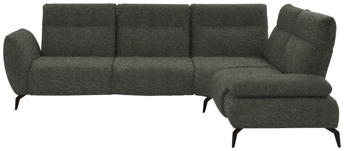 ECKSOFA in Webstoff Khaki  - Khaki/Schwarz, Design, Textil/Metall (290/223cm) - Moderano