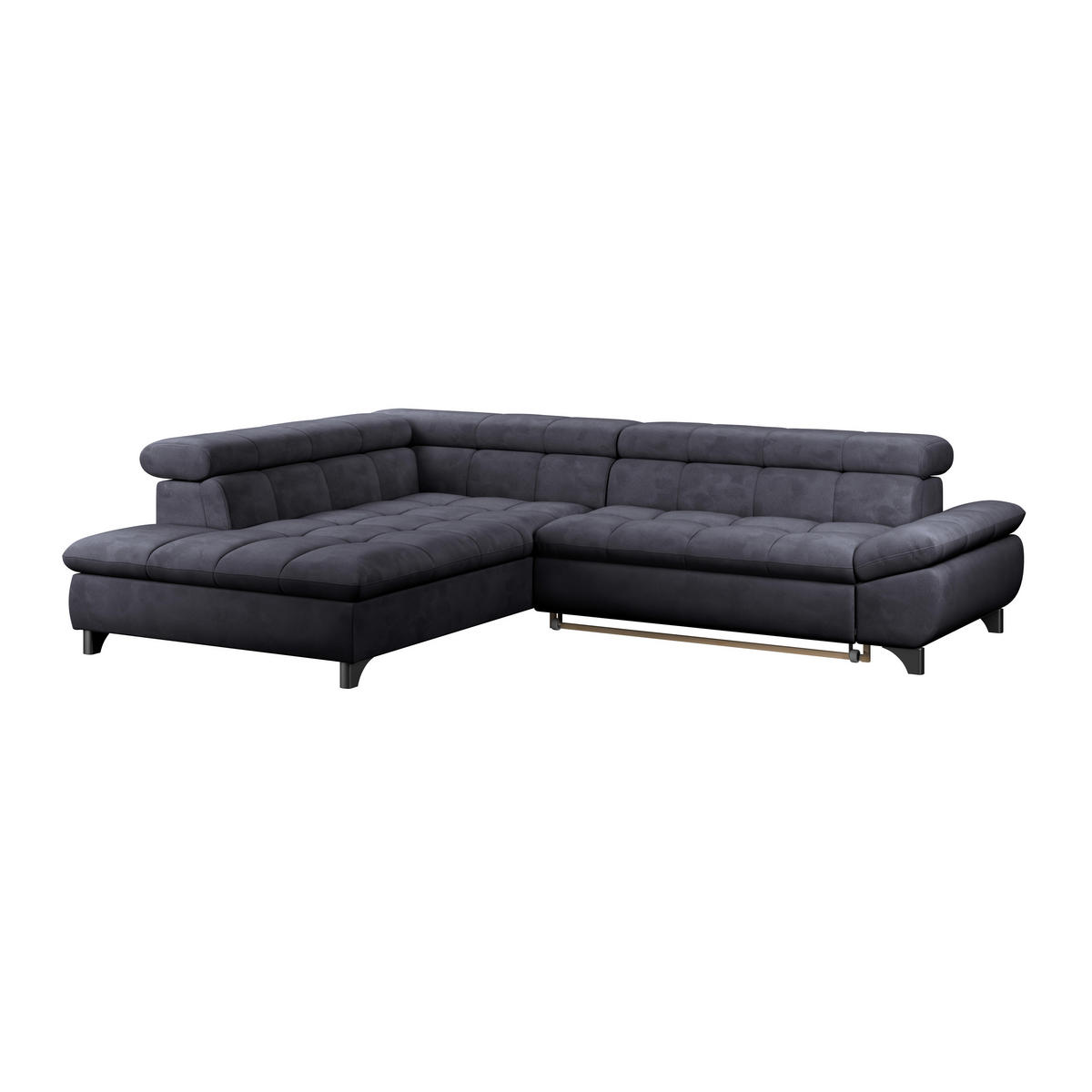 ECKSOFA Dunkelblau Chenille  - Chromfarben/Dunkelblau, KONVENTIONELL, Textil/Metall (234/312cm) - Livetastic