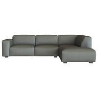 ECKSOFA Dunkelgrau Echtleder  - Dunkelgrau/Schwarz, Design, Leder/Holz (288/231cm) - Livetastic