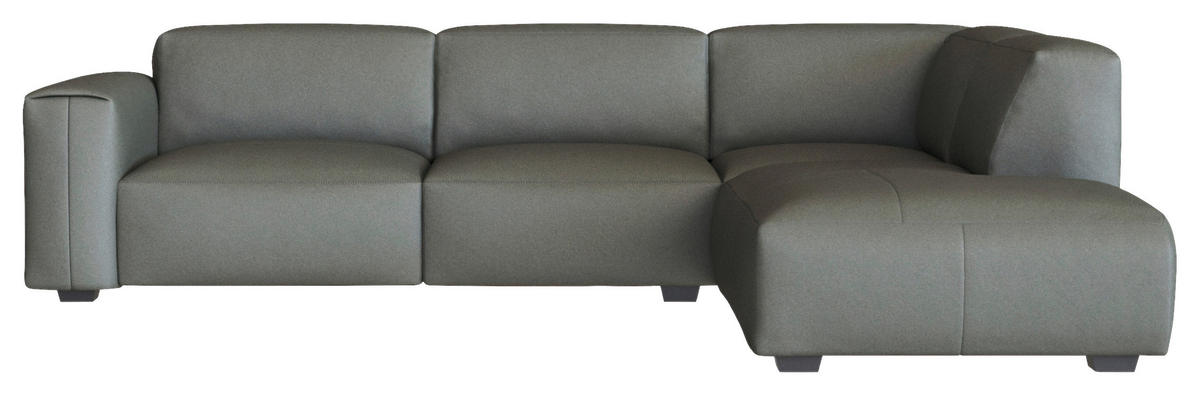 ECKSOFA Dunkelgrau Echtleder  - Dunkelgrau/Schwarz, Design, Leder/Holz (288/231cm) - Livetastic