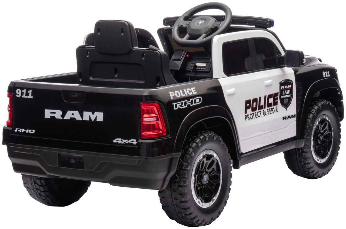ELEKTRO-KINDERAUTO RAM 1500 POLICE TRUCK Schwarz, Weiß  - Schwarz/Weiß, KONVENTIONELL, Kunststoff/Metall (119/68/57cm)