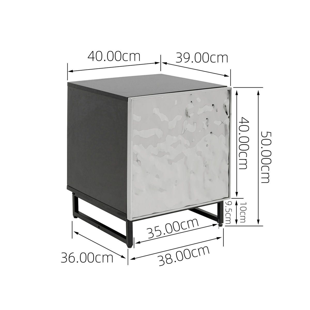 KOMMODE , 40/50/39 cm,  - Chromfarben/Schwarz, Design, Holzwerkstoff/Metall (40/50/39cm) - Kare-Design