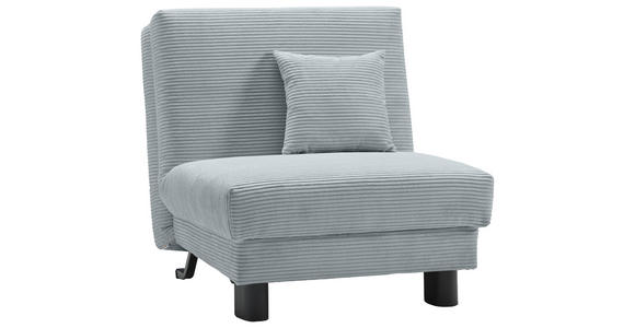 SCHLAFSESSEL Cord Hellblau Fußauswahl, Stoffauswahl, Liegefunktion Zierkissen  - Schwarz/Hellblau, Design, Textil/Metall (85/85/100cm) - Carryhome