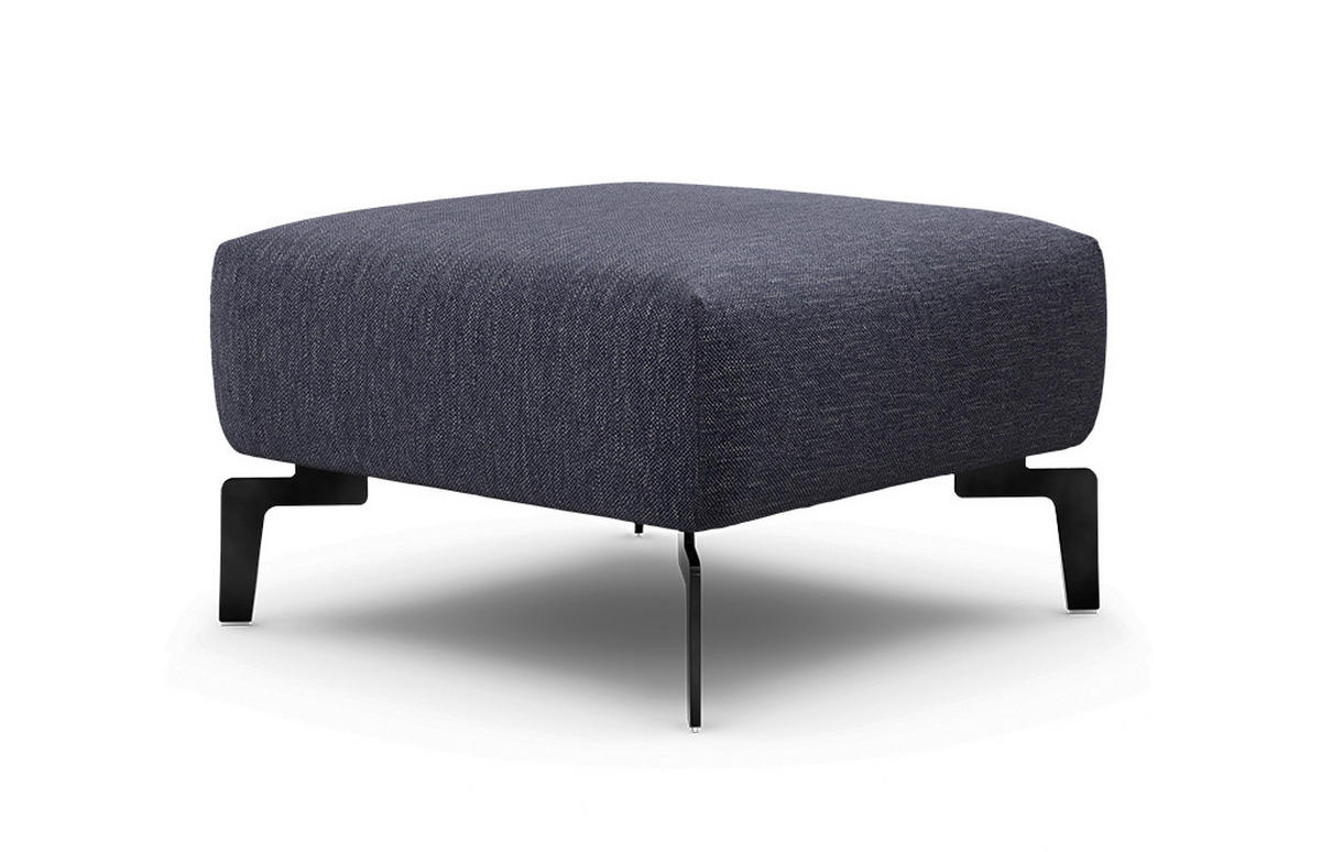 HOCKER Chenille Blau  - Blau/Schwarz, Design, Textil/Metall (70/70/46cm) - SENSOO