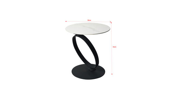 BEISTELLTISCH 50/50/54 cm Schwarz, Weiß rund  - Schwarz/Weiß, Design, Glas/Keramik (50/50/54cm) - Dieter Knoll