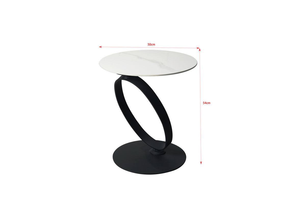 BEISTELLTISCH Schwarz, Weiß rund  - Schwarz/Weiß, Design, Glas/Keramik (50/54/50cm) - Dieter Knoll